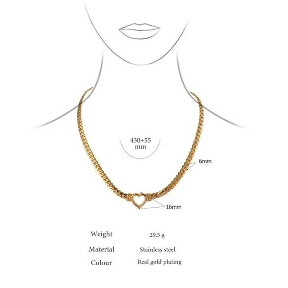 NEW 18K Gold Plated Chain Heart Necklace - Picture 3 of 4